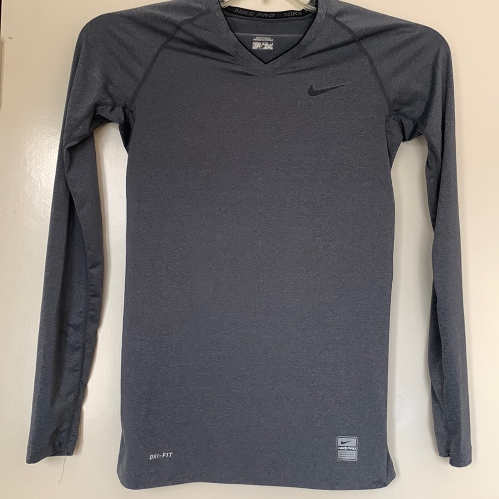 Nike Pro women’s size XS (0-2) DRI-FIT shirt.  Heather grey.  long sleeve